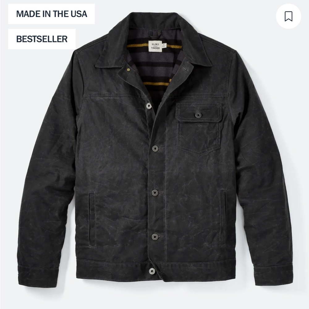 Flint and Tinder L Flannel-Lined Waxed Trucker Jacket